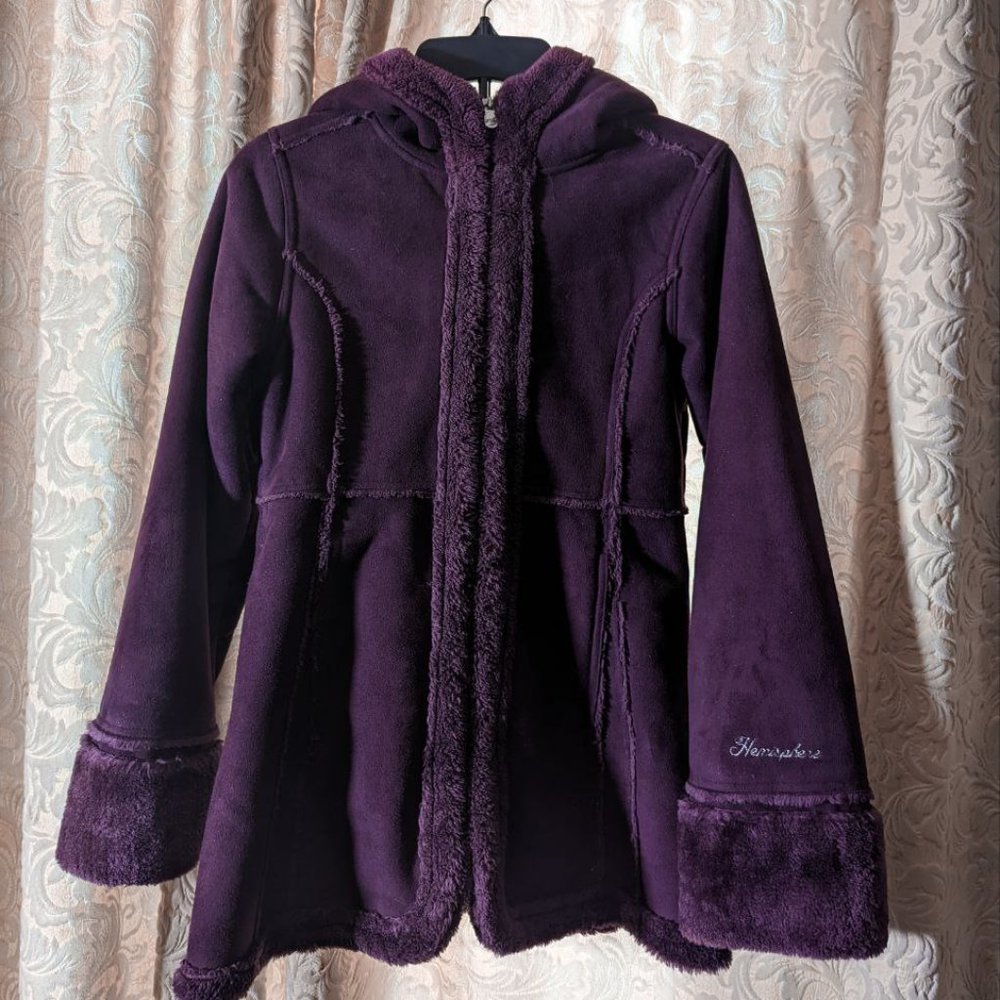 Girl's Size 14 Purple Winter Coat Faux Suede/Fur